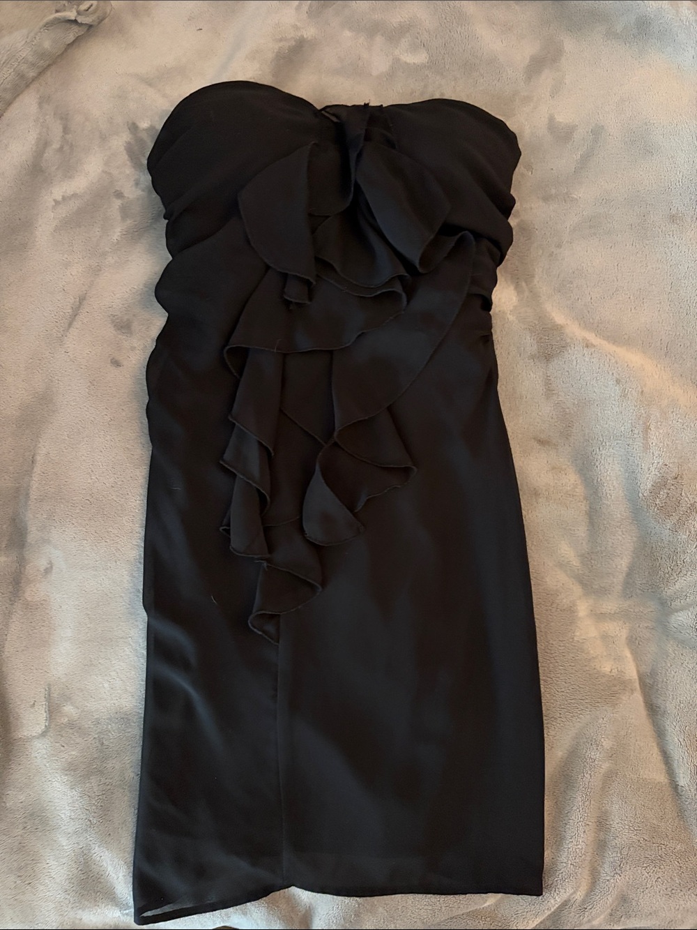 Guess Strapless Black Ruffled Cocktail Dress